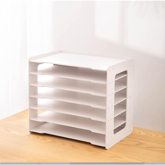 Large A3 Paper Cutter with White Desk Organizer, Letter Tray, Magazine Rack, and Document Shelves for Office and School